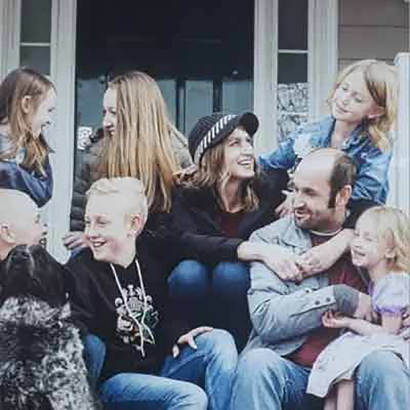 fun family picture on porch